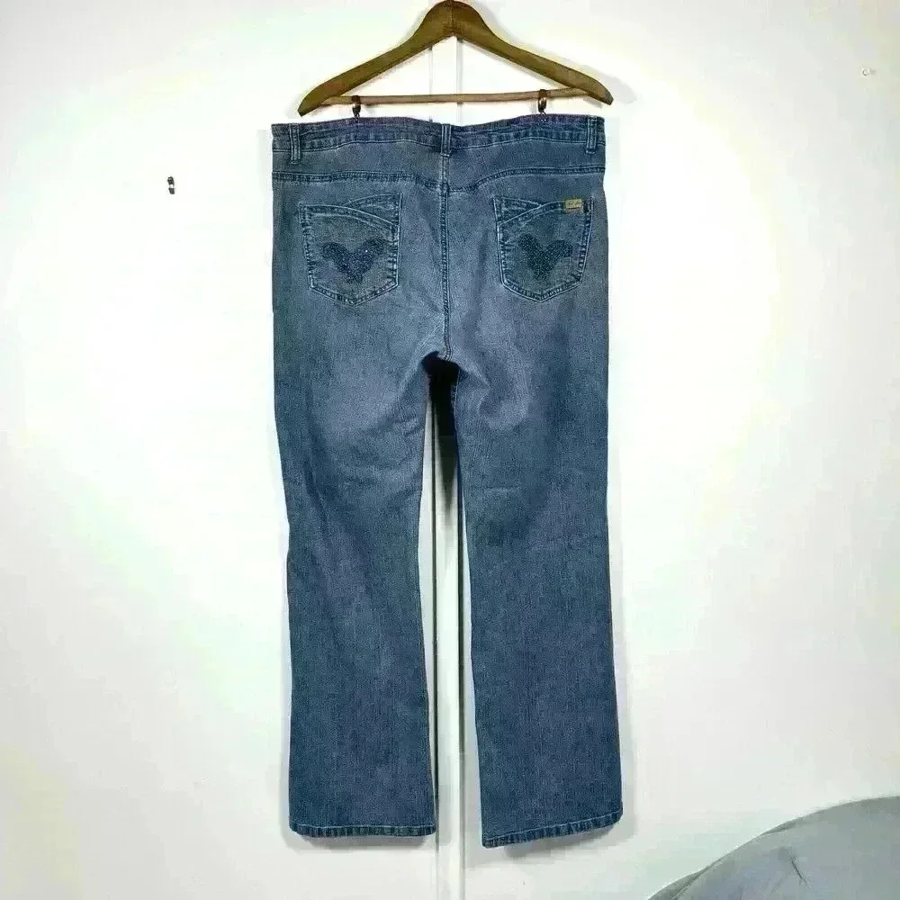 Bill Blass Jeans Blue Stretch Bootcut Womens Size 16 High Rise‎ Pants Butterfly